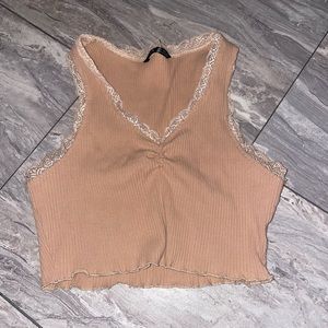 Tan Lace Crop Top